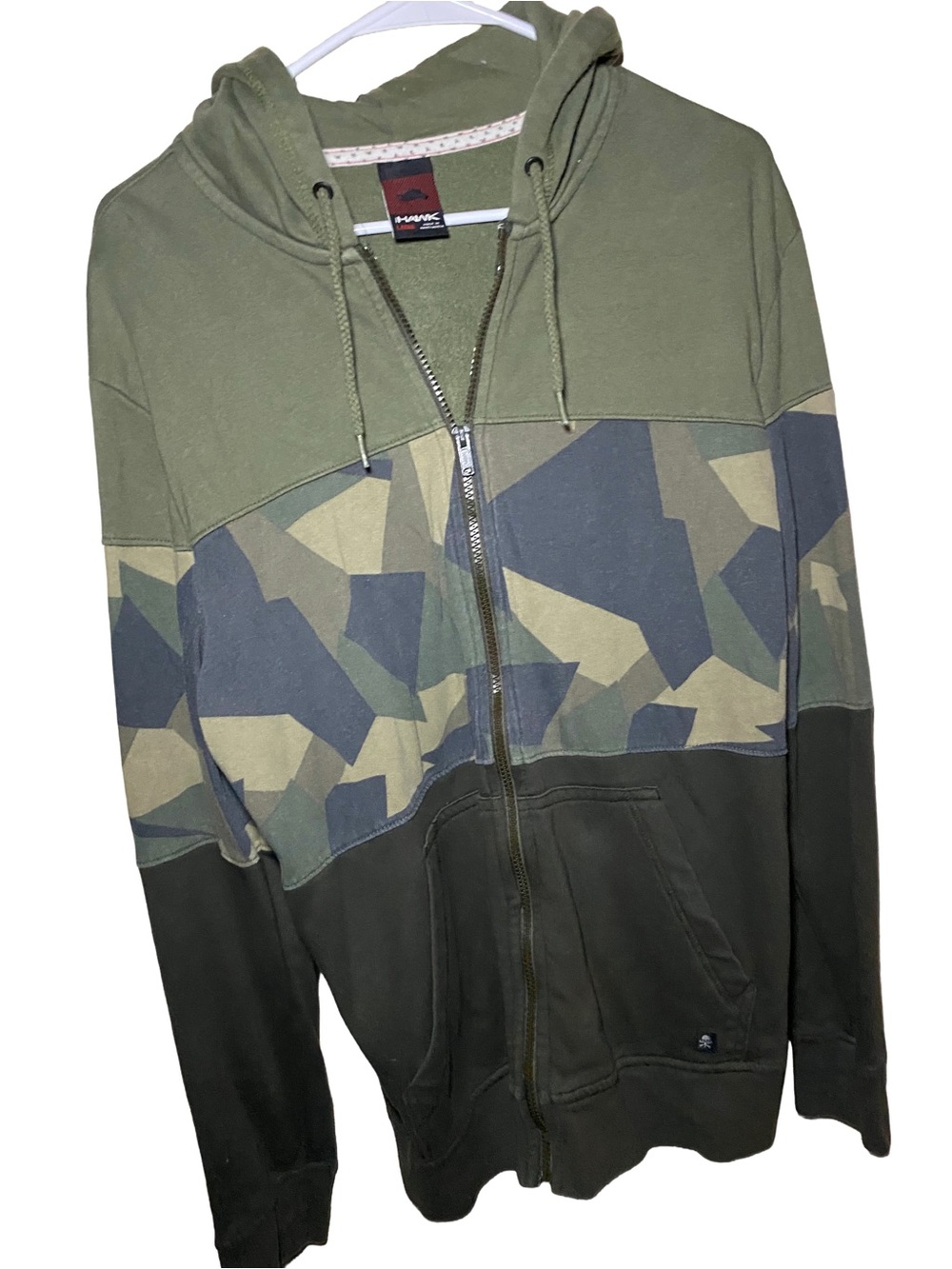 Tony Hawk Green Camo Colorblock Full Zip Hoodie Sweatshirt Large